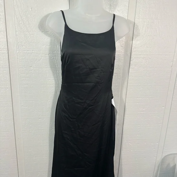 Leena For Mac Duggal Black Spaghetti Strap Dress Size 6 NWT - Picture 9 of 12